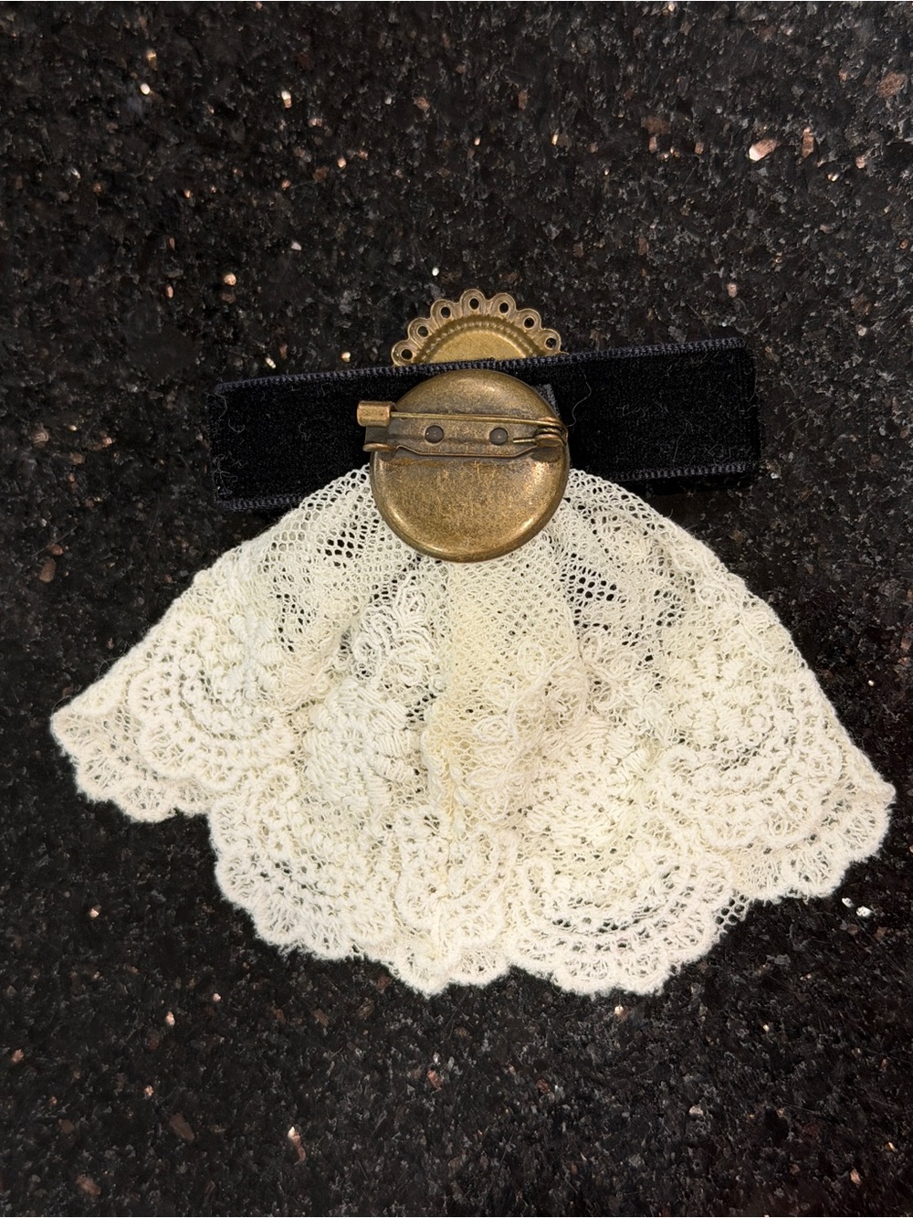 Victorian-Inspired Cameo Lace Brooch Necklace - Black & Cream — NWOT - Picture 3 of 3